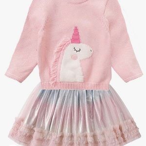 Vikita toddler new unicorn long sleeve unicorn sweater dress 3T